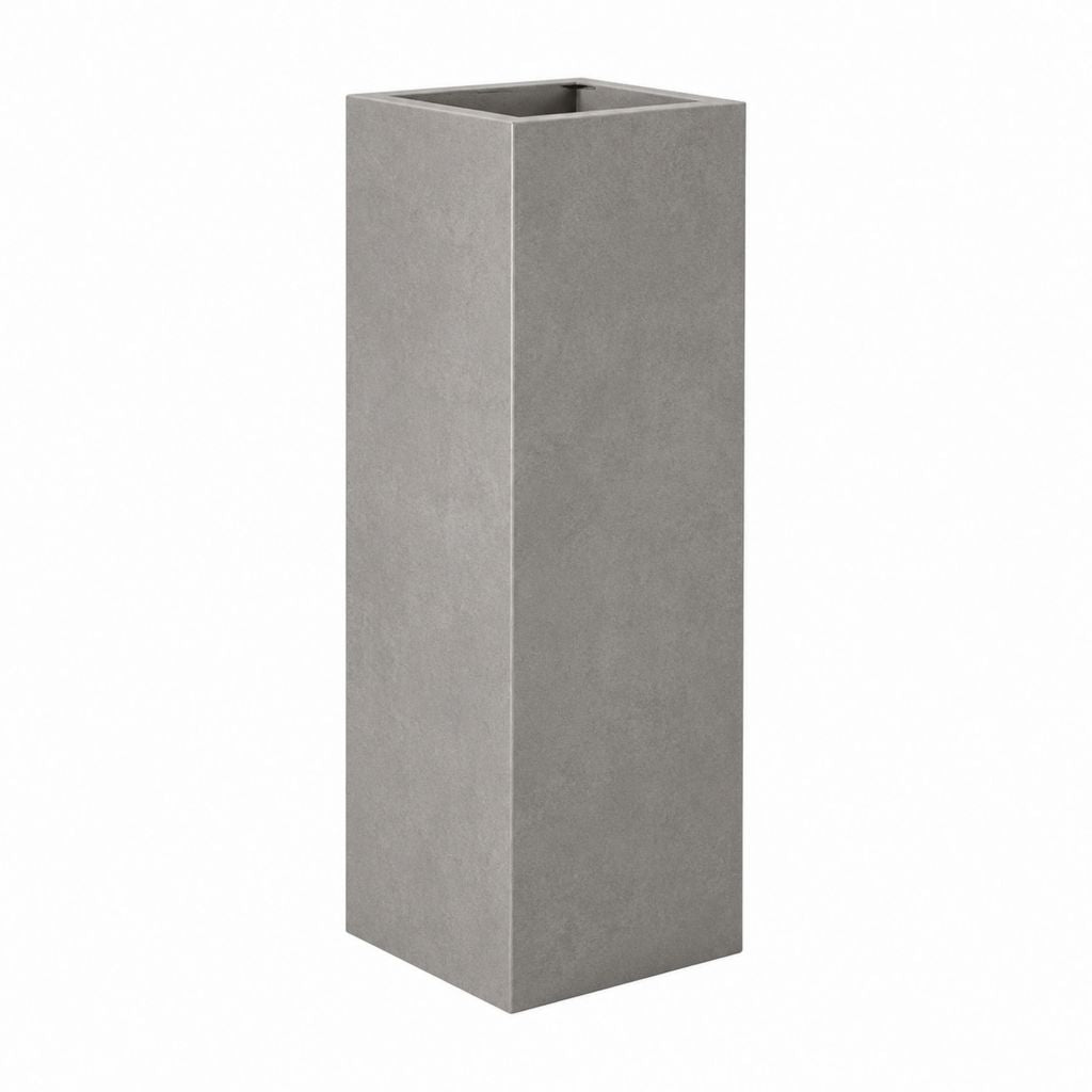 Pflanzkübel hoch Grau aus Faserzement quadratisch 30 x 30 x 80 cm