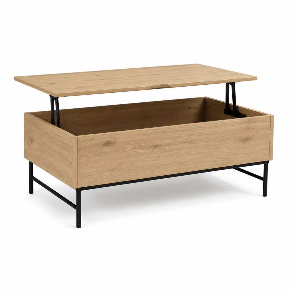 Couchtisch mit Stauraum Eiche natur Spanplatte rechteckig 100 x 60 x 45 cm