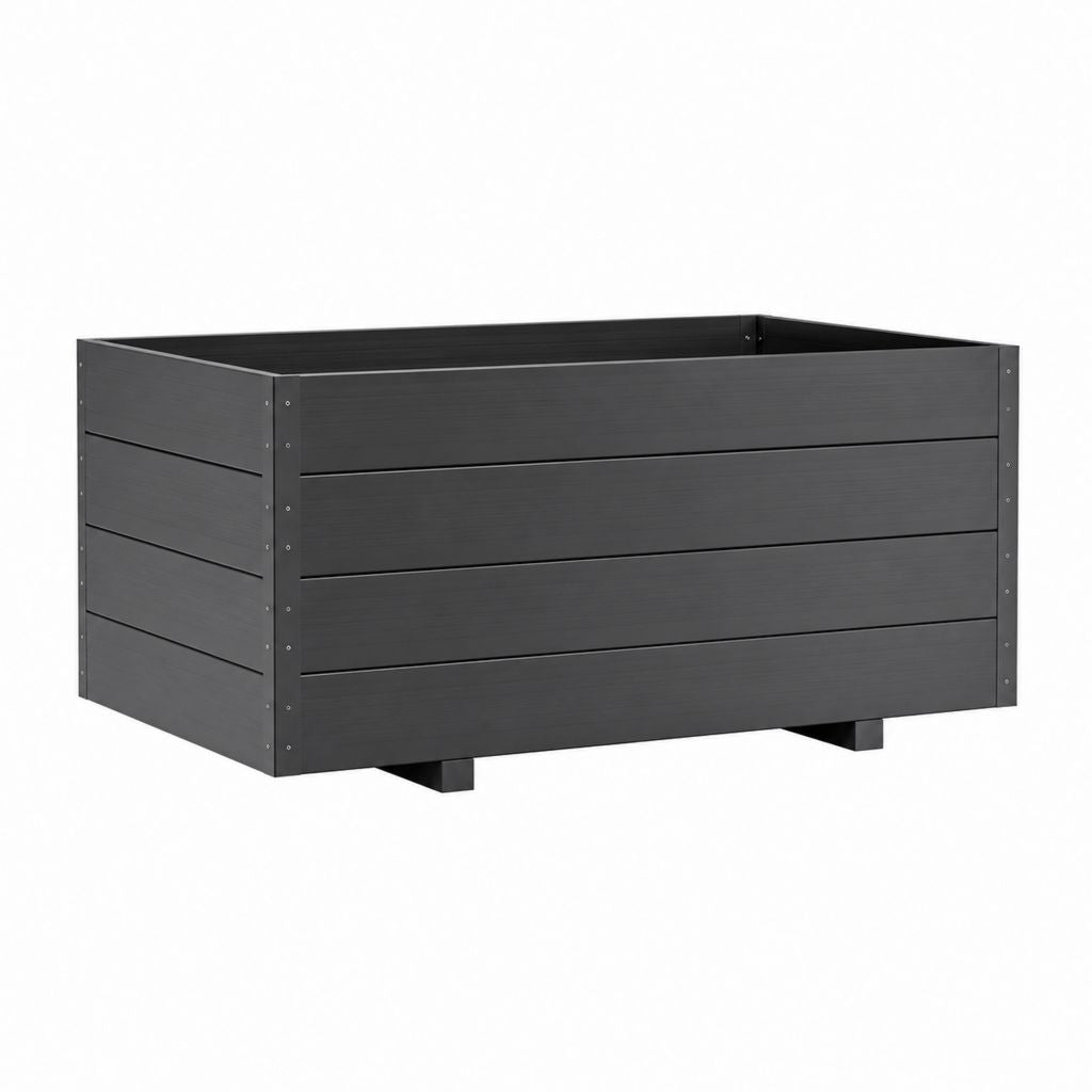Hochbeet Pflanzkasten Schwarz WPC Rechteckig 100 x 50 x 54 cm