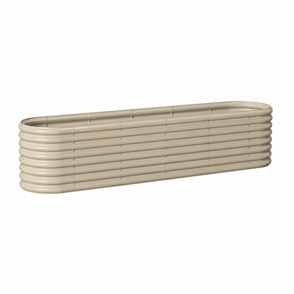 Hochbeet aus verzinktem Stahl Beige oval 240 x 90 x 60 cm