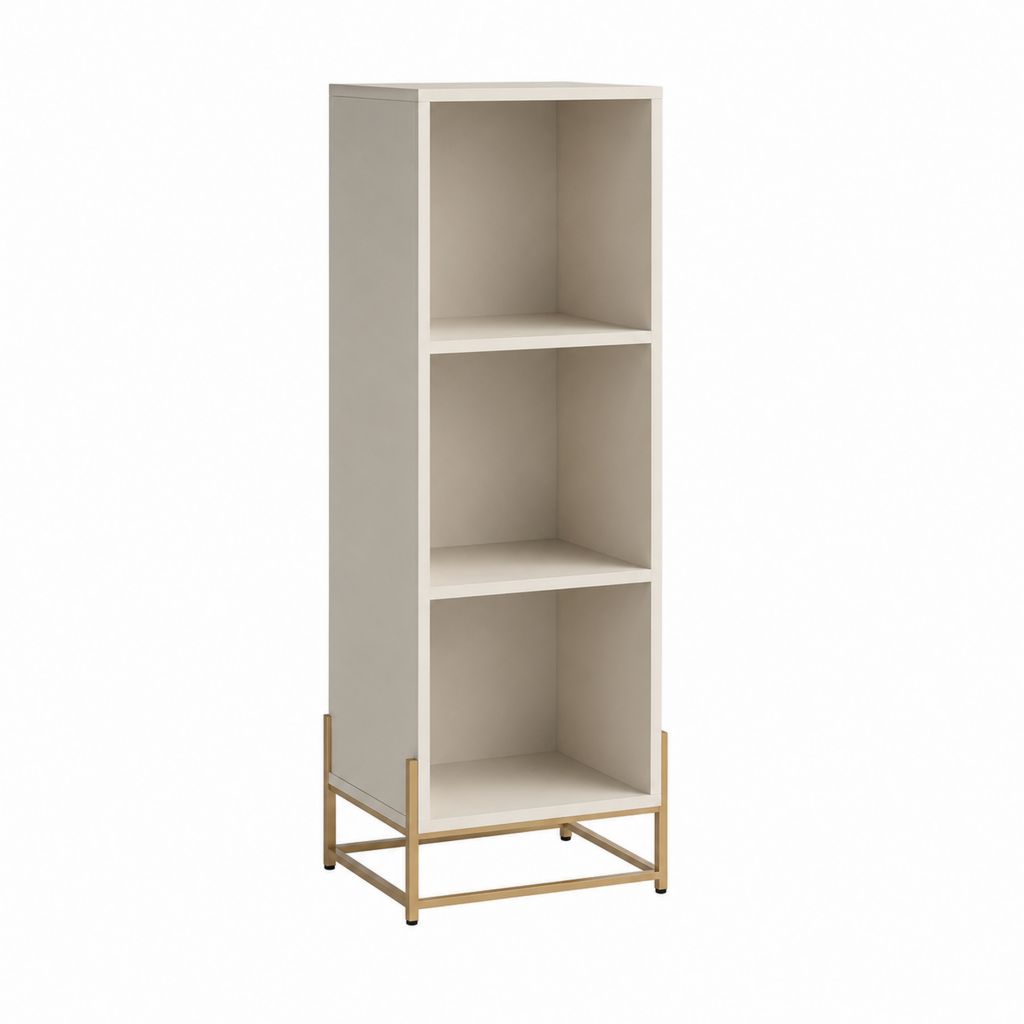 Bücherregal Weiß aus Melaminbeschichteter Spanplatte mit Stahlgestell 40 x 30 x 120 cm