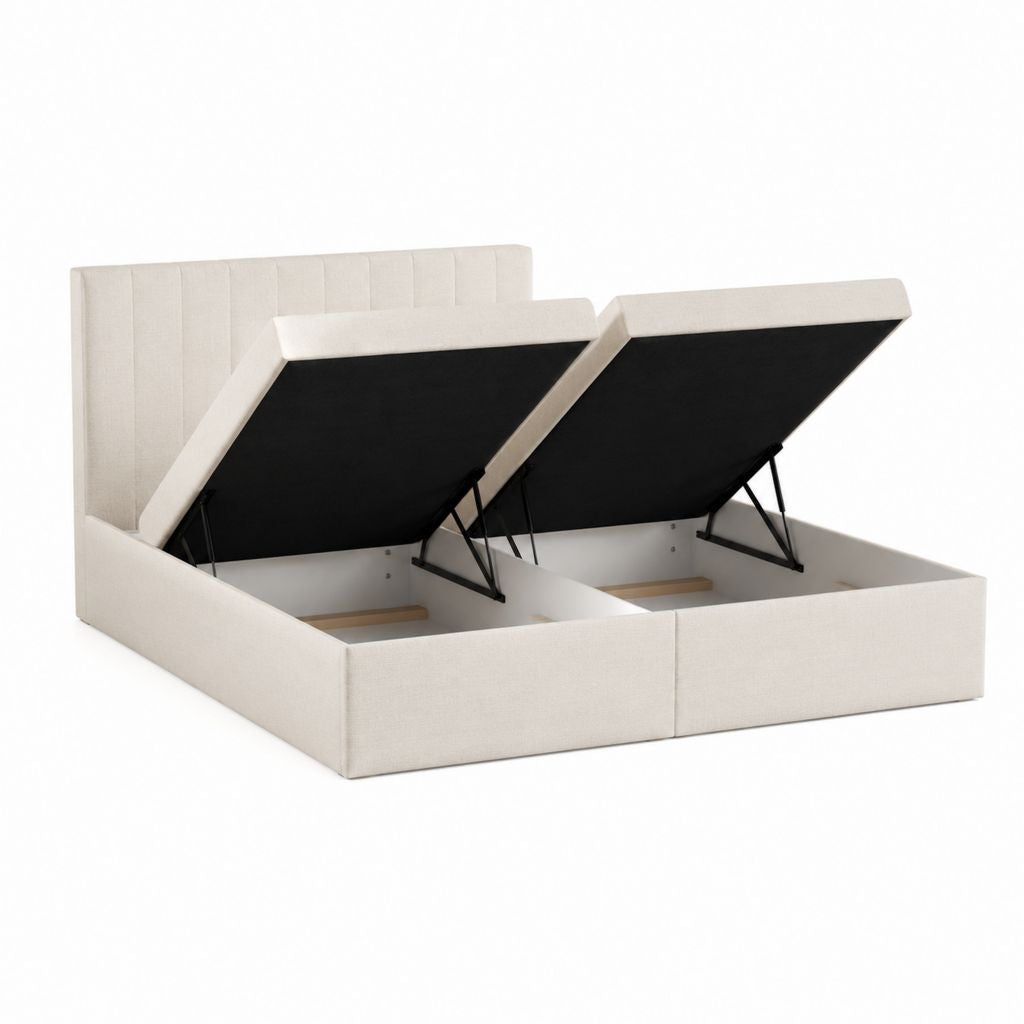 Boxspringbett mit Bettkasten Beige Polyester 180 x 200 cm