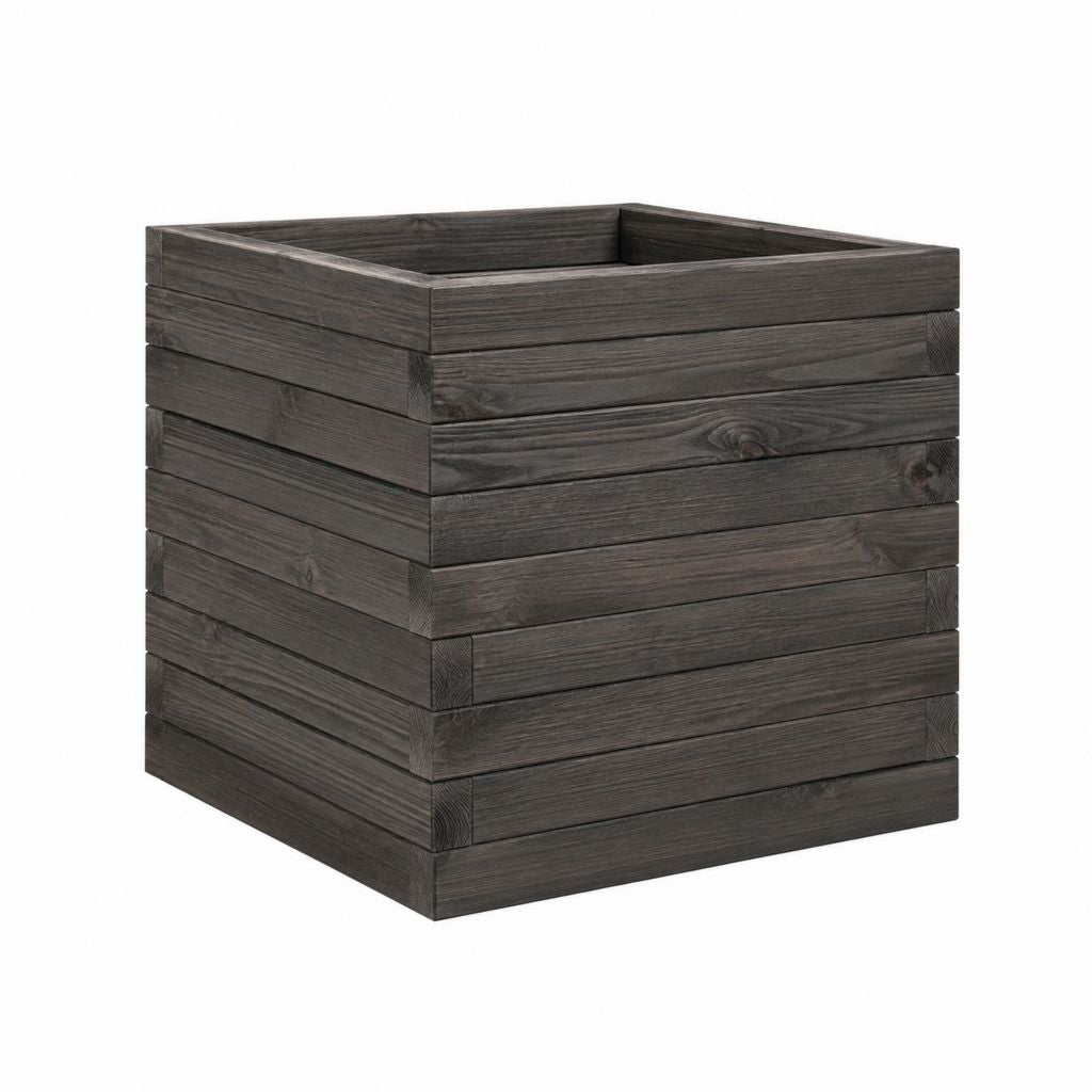 Pflanzkasten Dunkelgrau aus massivem Nadelholz quadratisch 50 x 50 x 50 cm