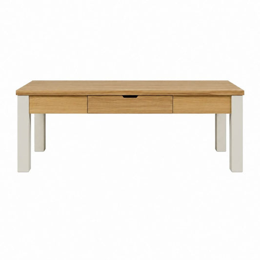 Couchtisch mit 3 Schubladen Eichenfurnier Weiß MDF rechteckig 120 x 60 x 45 cm