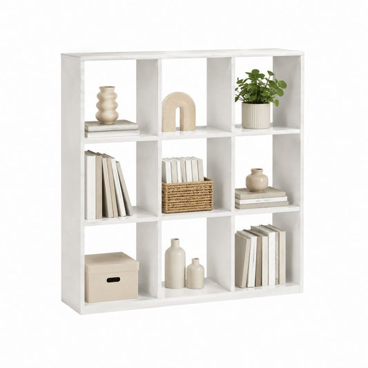 Würfelregal Bücherregal Weiß Spanplatte Rechteckig 90 x 30 x 90 cm mit 9 Fächern