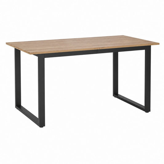 Gartentisch rechteckig Braun Schwarz Akazienholz Stahl 180 x 90 x 75 cm