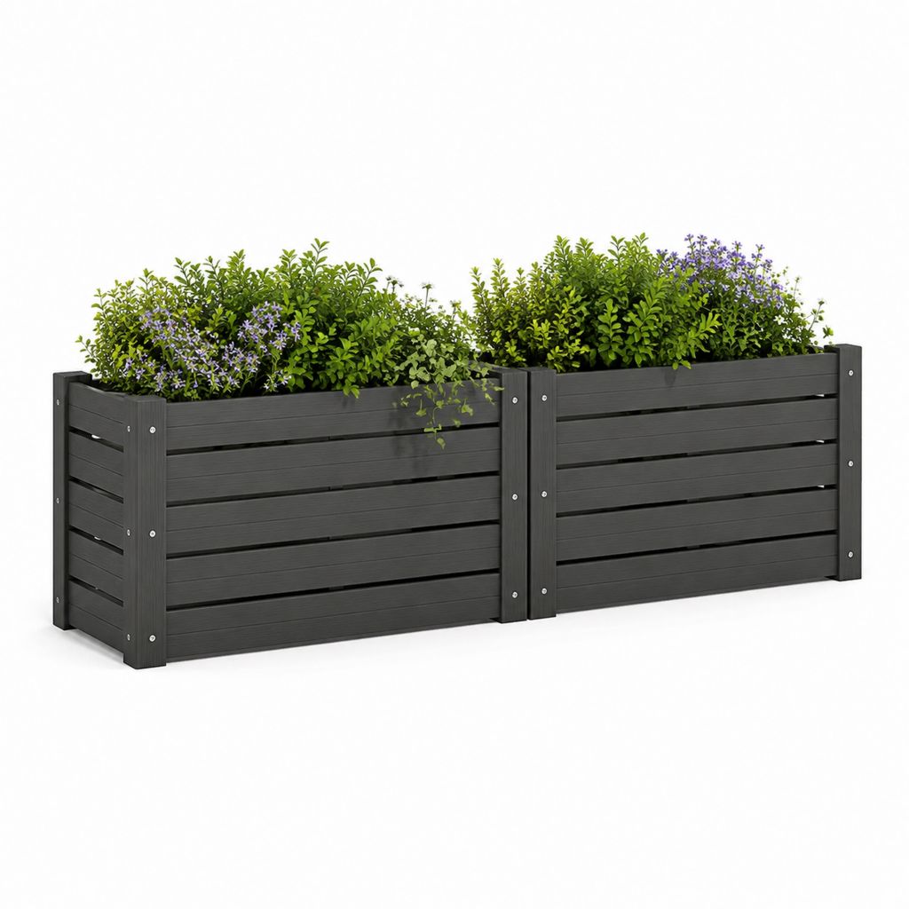 Hochbeet 2er Set Anthrazit WPC Rechteckig 200 x 50 x 50 cm