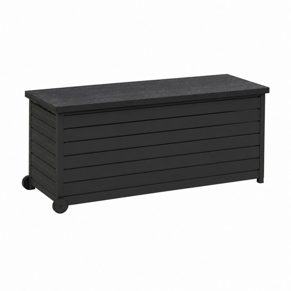 Garten-Aufbewahrungsbox Schwarz Polypropylen Rechteckig 120 x 60 x 63 cm mit Rollen