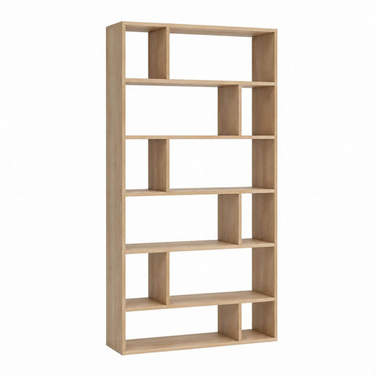 Bücherregal Eiche hell aus melaminharzbeschichteter Spanplatte 180 x 80 x 30 cm mit 6 offenen Fächern