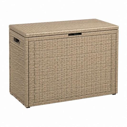 Garten-Aufbewahrungsbox Beige aus PE-Rattan mit Stahlrahmen rechteckig 100 x 50 x 50 cm