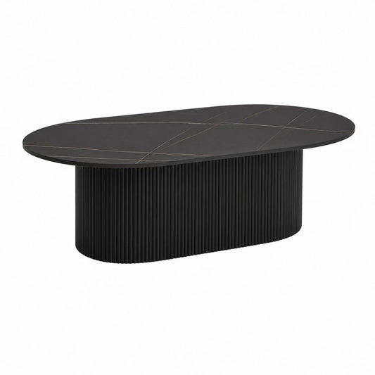 Couchtisch Schwarz Sinterstein Oval 120 x 60 x 40 cm
