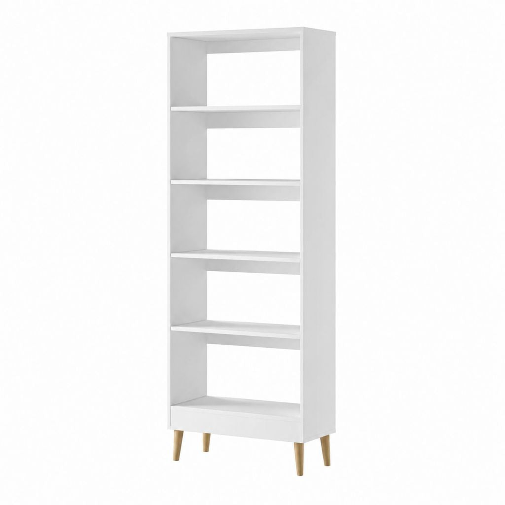 Bücherregal Weiß aus Spanplatte rechteckig mit 5 Fächern 60 x 30 x 180 cm