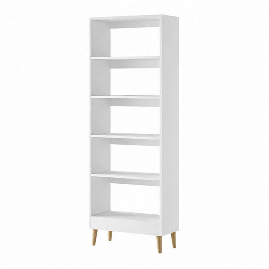 Bücherregal Weiß aus Spanplatte rechteckig mit 5 Fächern 60 x 30 x 180 cm