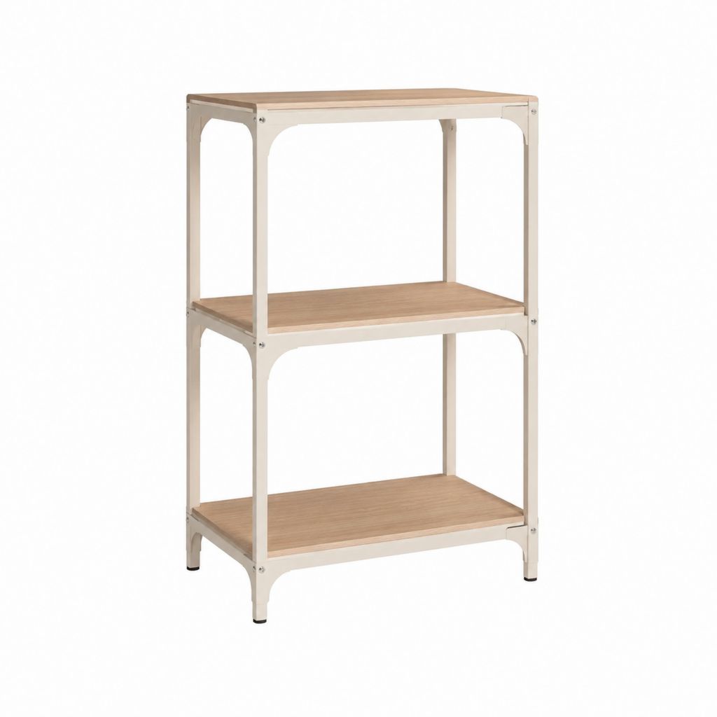 Bücherregal mit 3 Ablagen Weiß Naturholz 60 x 30 x 90 cm