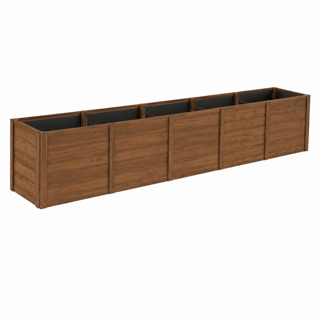 Hochbeet Pflanzkasten braun aus massivem Kiefernholz rechteckig 360 x 80 x 77 cm