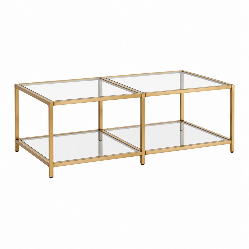 Couchtisch Set 2-teilig Gold Stahl Klarglas Rechteckig 120 x 60 x 45 cm