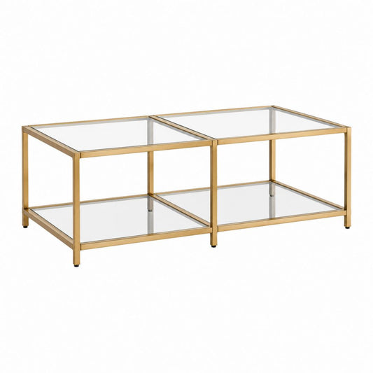 Couchtisch Set 2-teilig Gold Stahl Klarglas Rechteckig 120 x 60 x 45 cm