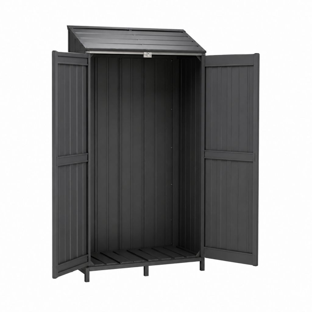 Gartengeräteschrank Anthrazit aus pulverbeschichtetem verzinktem Stahl 80 x 45 x 160 cm