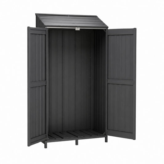 Gartengeräteschrank Anthrazit aus pulverbeschichtetem verzinktem Stahl 80 x 45 x 160 cm