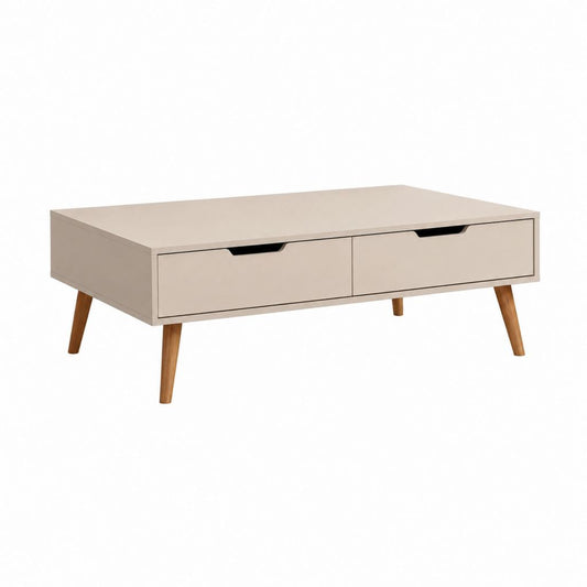 Couchtisch mit 2 Schubladen Beige MDF Rechteckig 100 x 50 x 45 cm