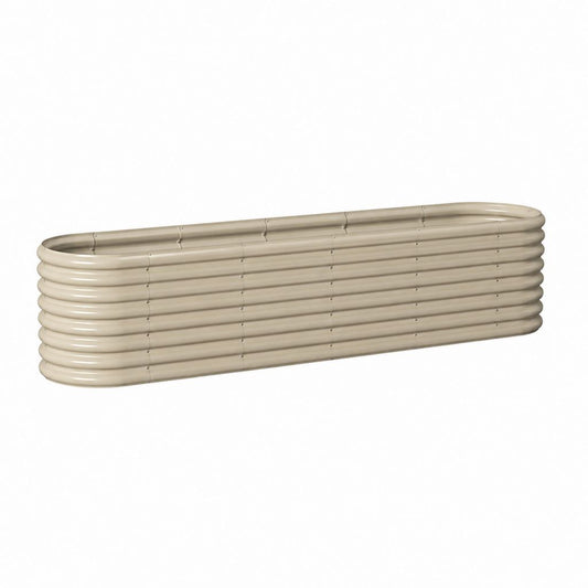 Hochbeet aus verzinktem Stahl Beige oval 240 x 90 x 60 cm